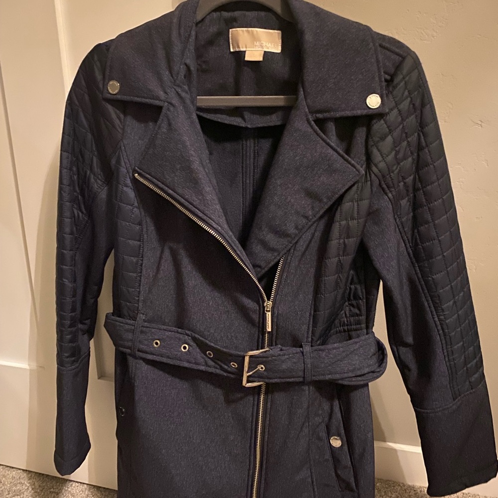 Michael Kors Navy Belted Jacket, Small